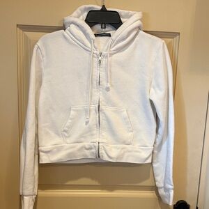 Brandy Melville cropped white hoodie